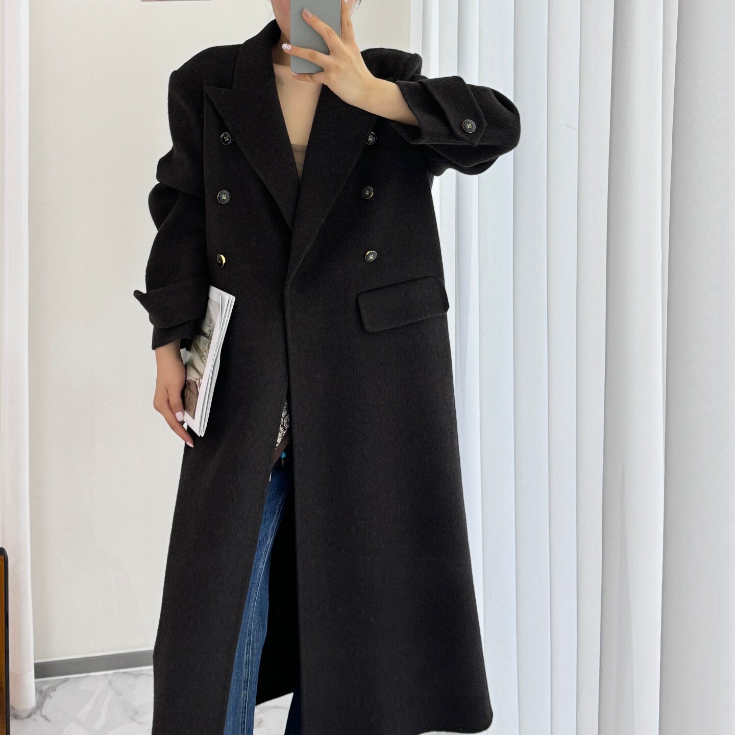 欧洲站西装领双面羊绒大衣女2025秋冬新中长款宽松百搭毛呢外套潮