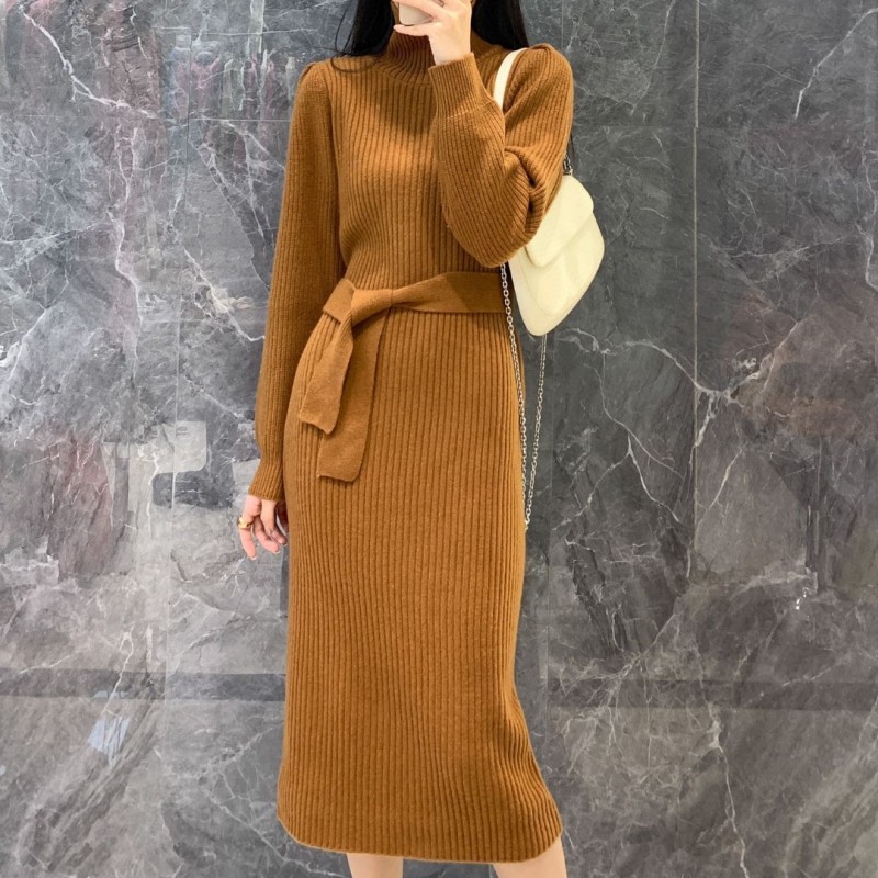 冬季修身显瘦羊毛针织连衣裙通勤