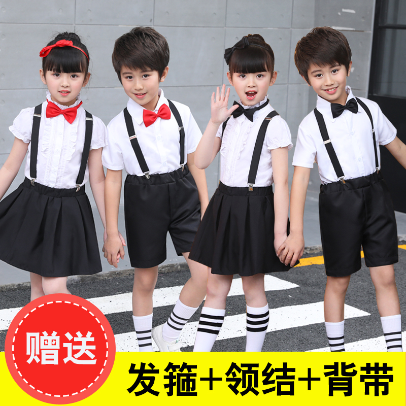 男童背带裤演出小学生大合唱校服