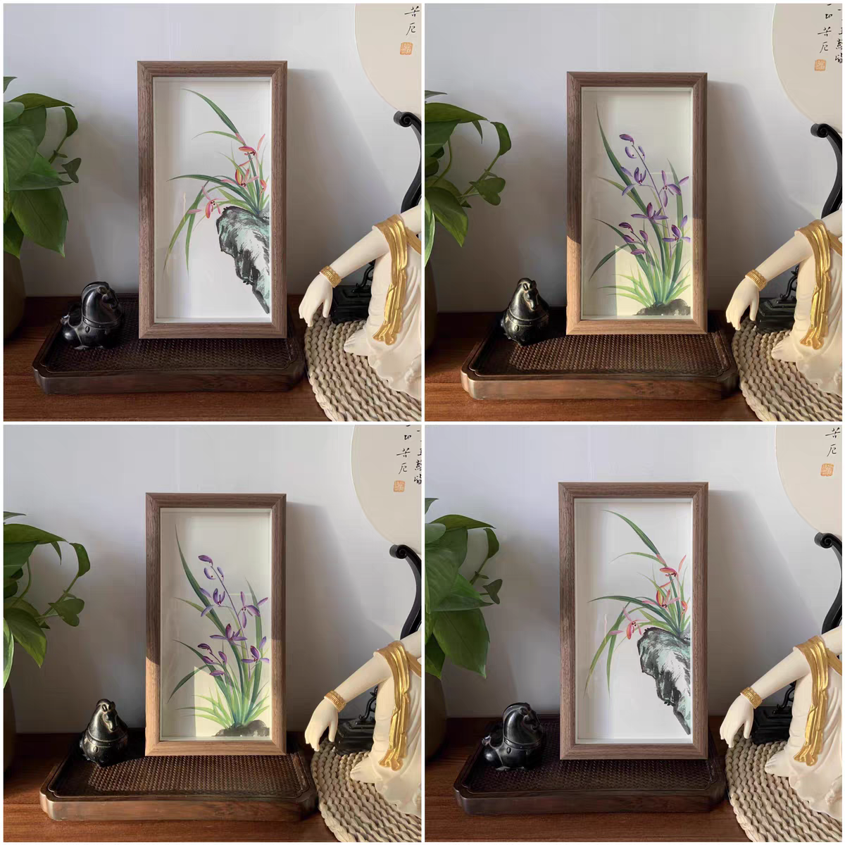 100%纯手绘兰花摆台空谷幽兰国画竹报平安书桌摆件新中式装饰茶室,家居饰品,国画,淘宝优惠券,粉丝福利购,淘宝优惠卷