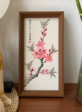 毕业礼物纯手绘桃花国画摆台桃李不言毕业季送老师礼物谢师礼礼品