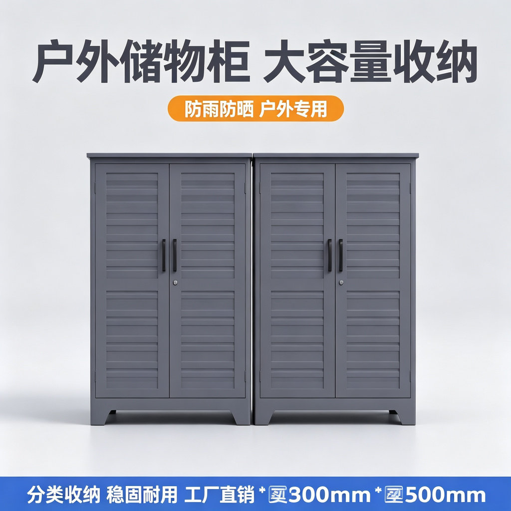 户外储物柜大容量加厚收纳柜防雨防晒双门工具柜分类收纳稳固耐用