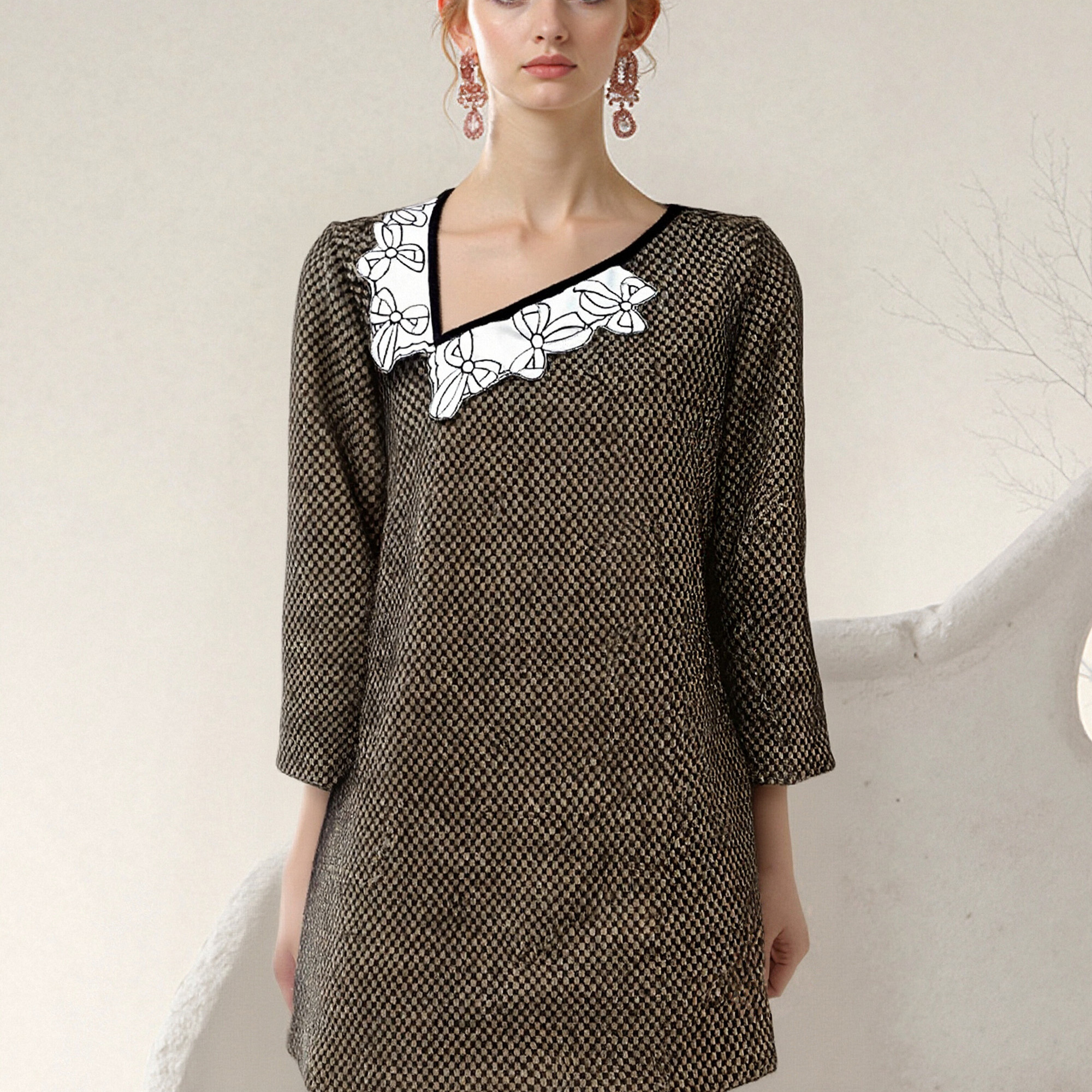 LASS LIZ原创独家设计2025秋冬新款复古优雅宽松加厚毛毛裙式外套