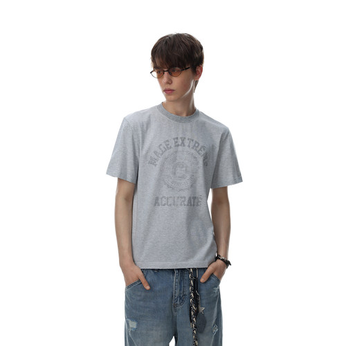美式复古字母印花短袖T恤男
