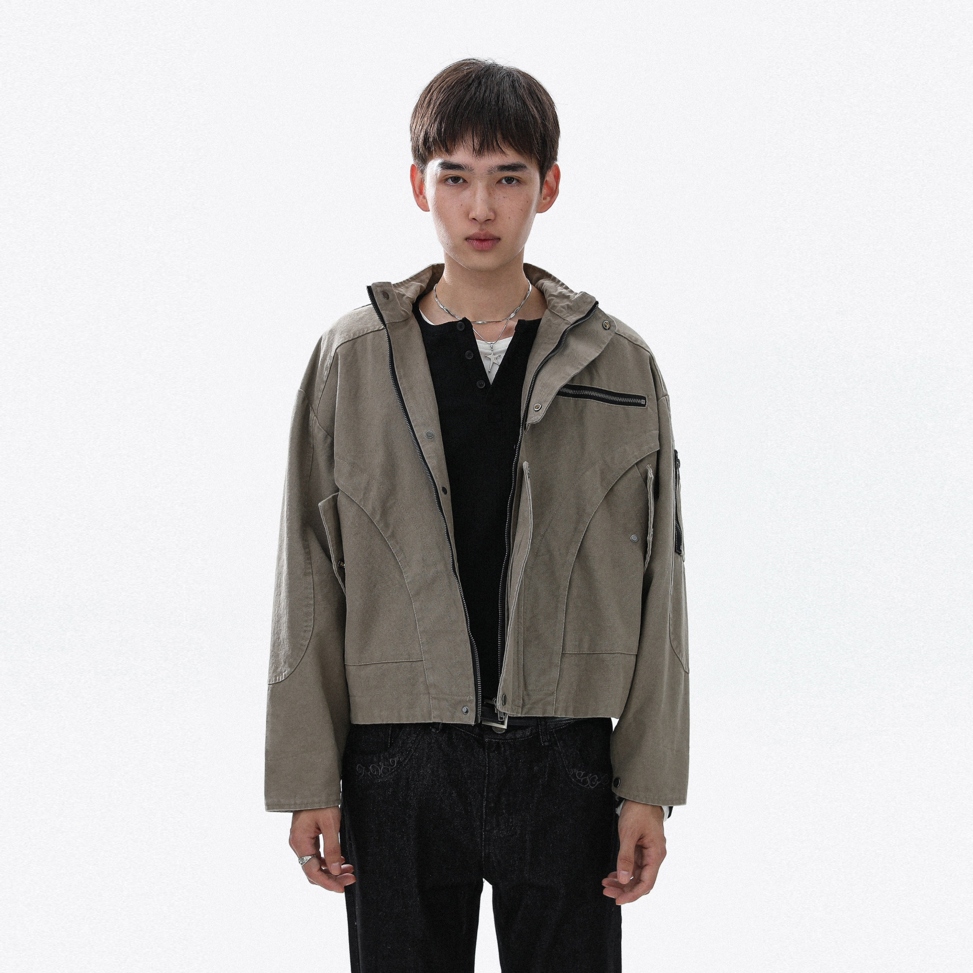 美式复古工装风短款夹克