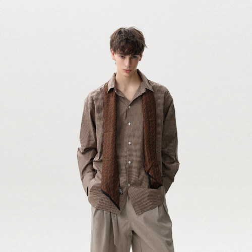 美式复古格子松驰感酷飒长袖衬衫