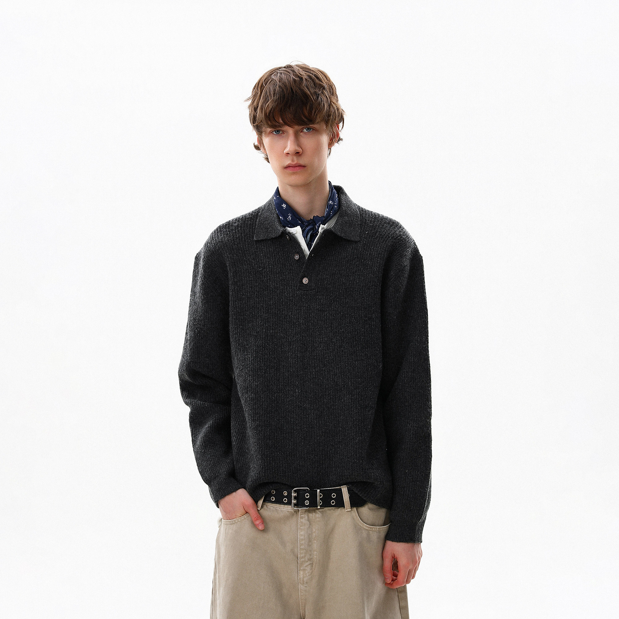 美式老钱风翻领POLO针织衫男