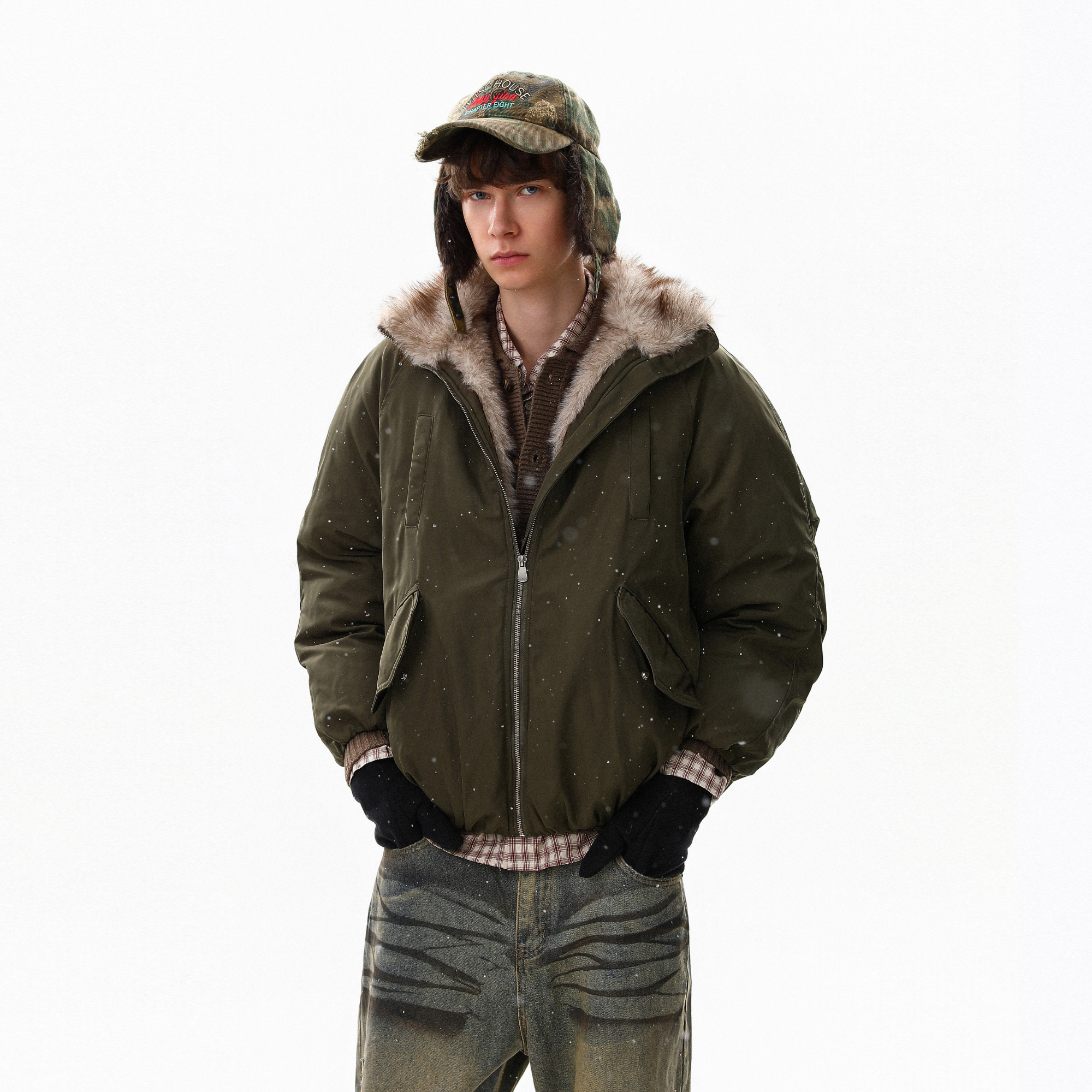 美式复古毛领保暖派克服