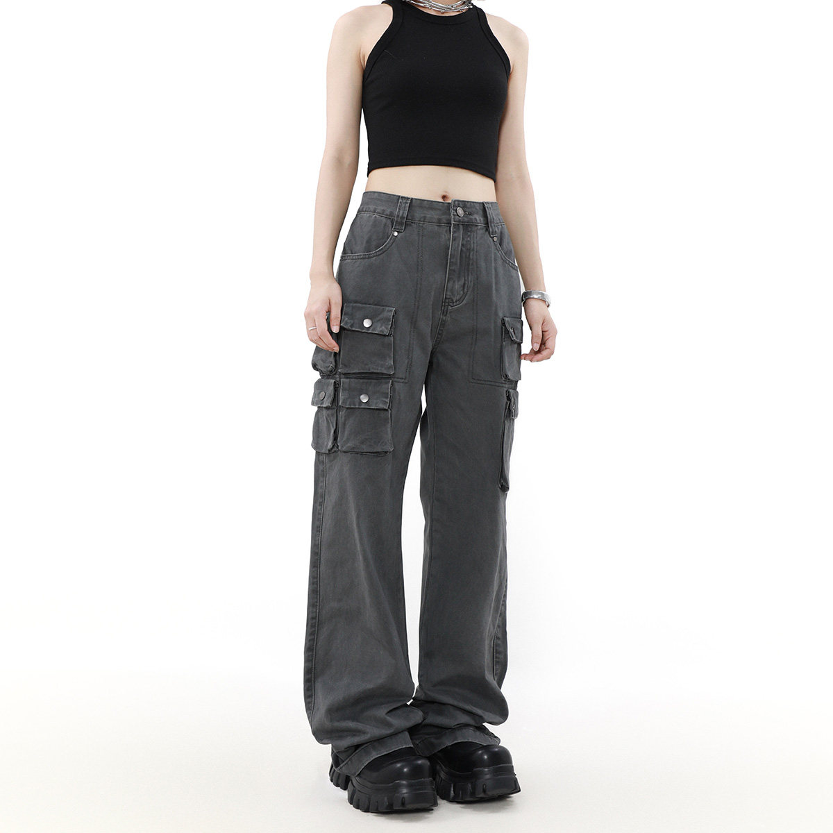 MRNEARLY美式复古直筒休闲裤