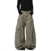 美式 复古解构设计感工装 裤 MRNEARLY 男宽松阔腿多口袋休闲裤 情侣