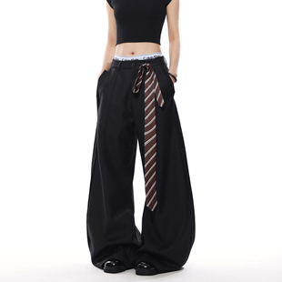 男小众宽松休闲拖地长裤 MRNEARLY 西裤 复古高级感休闲弯刀裤 美式