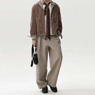 裤 MRNEARLY美式 男女垂感宽松直筒西装 休闲裤 子 设计感褶皱酷飒西裤