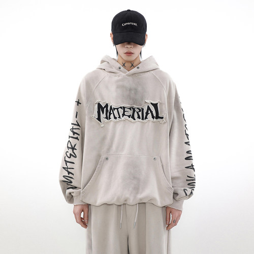 MRNEARLY美式复古套头连帽卫衣男