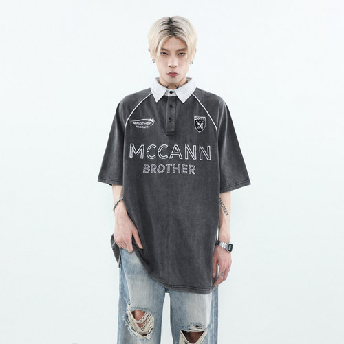MRNEARLY夏季高街刺绣短袖polo衫