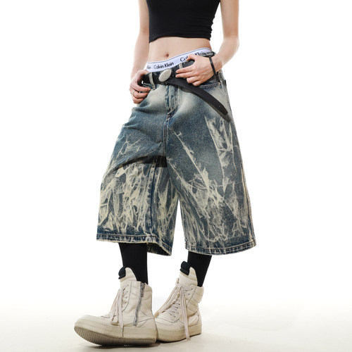 MRNEARLY美式复古牛仔短裤