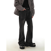 阔腿裤 MRNEARLY复古水洗高级感宽松微喇牛仔裤 男潮黑色垂感美式 子