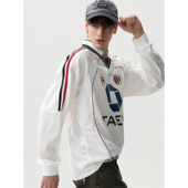 POLO翻领V领酷飒上衣 T恤男秋季 MRNEARLY美式 复古撞色球衣运动长袖