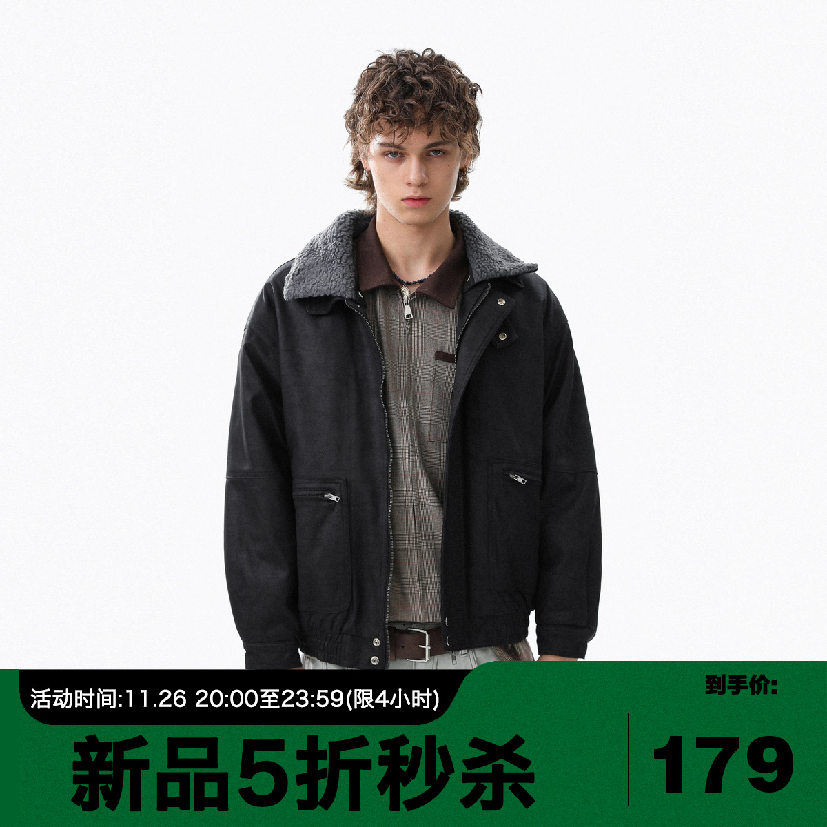 美式复古毛领皮衣外套男冬季棉衣