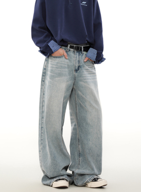 MRNEARLY美式cleanfit休闲水洗直筒牛仔裤男高级感复古裤子情侣潮