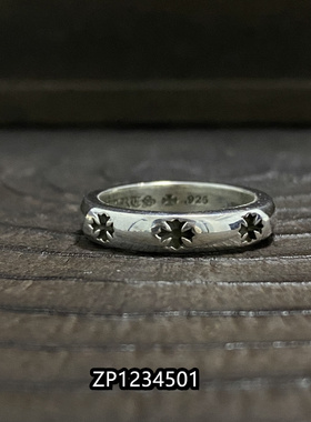 花魁情侣925纯银十字光面戒指