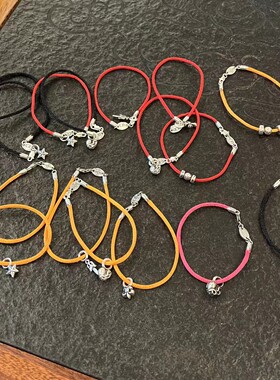 花魁silver925纯银无损版十字架宝剑爱心六芒星幸运手绳情侣手环