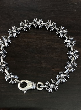 925纯银新款龙虾扣十字花手链