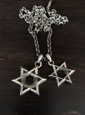 925纯银做旧六芒星中号大号吊坠