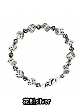 新款骰子925纯银十字架实心手链