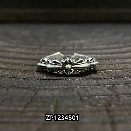 情侣款925银窄版开口十字花戒指