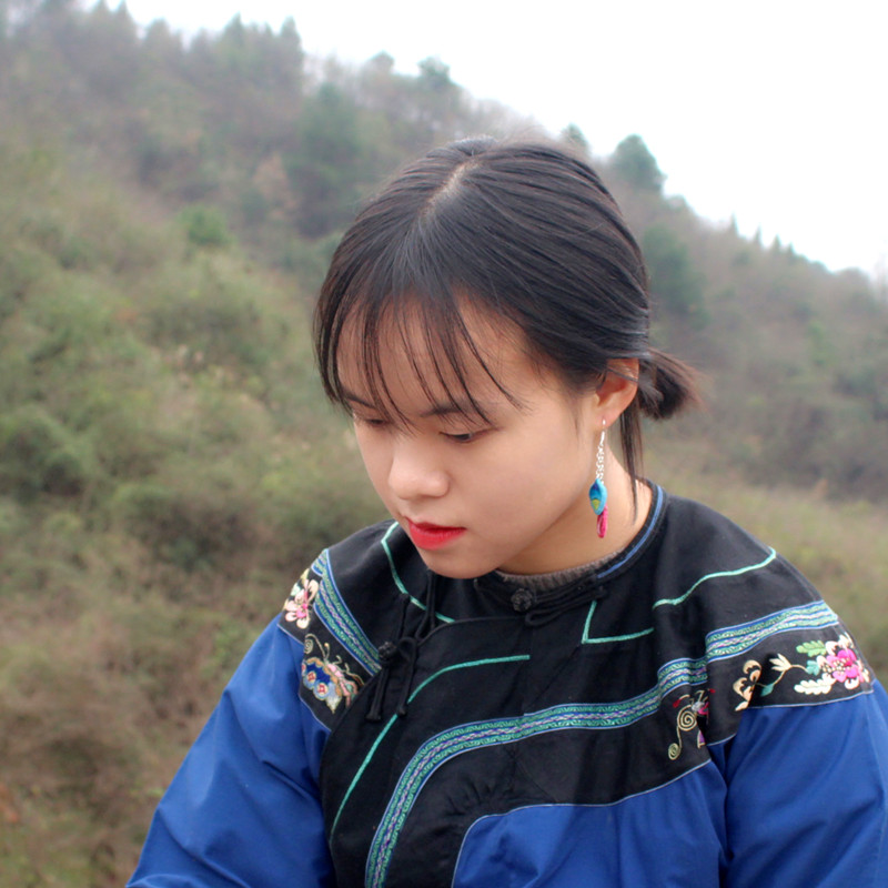 原创小清新刺绣水滴耳环银钩耳饰