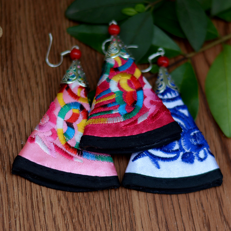 民族风饰品刺绣旗袍复古百搭耳坠