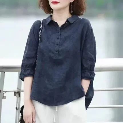 2024洋气小衫复古高档提花遮肉衬衫女装衬衣薄款中袖显瘦女士新款