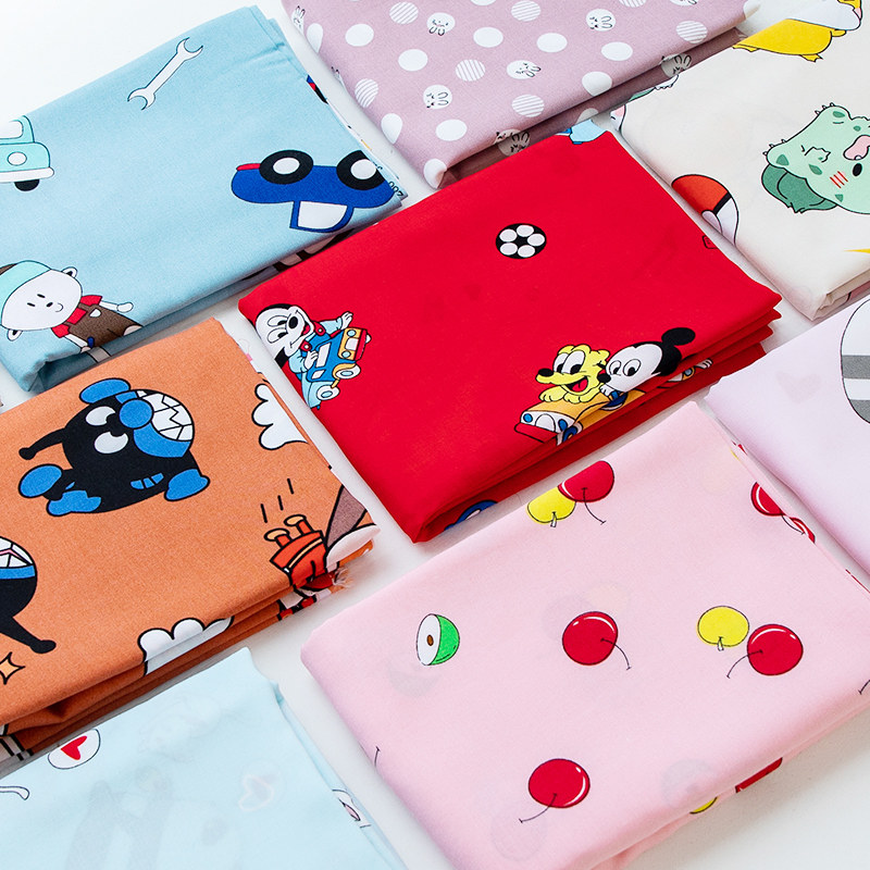 卡通人造棉布料 宝宝服装夏季绵绸儿童睡衣夏凉被纯棉桑绵绸面料