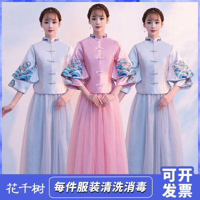 出租中式伴娘服长款婚礼服裙女