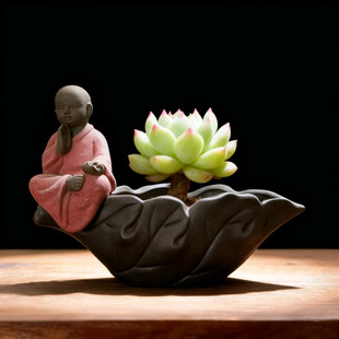 创意古典文竹发财树绿萝铜钱草榕树紫砂多肉花盆家用阳台绿植盆