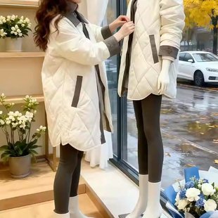 今年超火菱格棉服外套女2025冬季 高级感宽松休闲百搭保暖大衣 新款