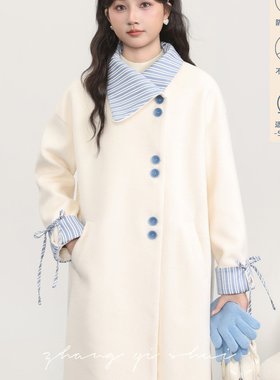 张汽水小确杏秋冬新款杏色毛呢外套女小个子气质绝美穿搭大衣