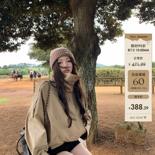 设计感立领短款 e25秋季 英伦风 韩系风衣外套女 新款 陈佳楠NNS