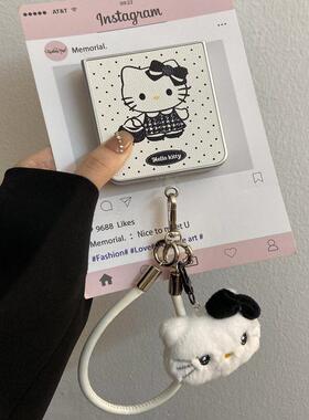 ins黑色波点kt猫适用华为pocket2折叠屏手机壳小米mixflip手绳挂件三星Galaxyzflip6女款OPPO FindN3Flip荣耀