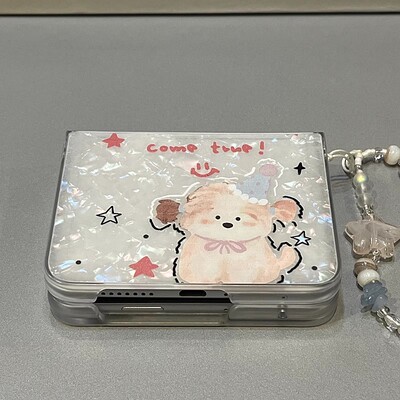 可爱蝴蝶结帽子小狗适用华为Pura X折叠屏手机壳pocket2小米mixflip三星zflip6手链OPPOFindN3Flip荣耀vivo女