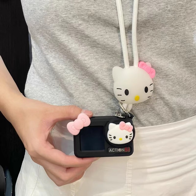 卡通凯蒂猫适用大疆action 6代运动相机套3/4/5pro保护壳镜头盖女