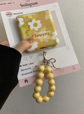 简约黄色花朵适用华为pocket2手机壳oppofindn3/2flip折叠屏小米荣耀手提三星Zflip5/6小清新硬壳vivoXFlip女
