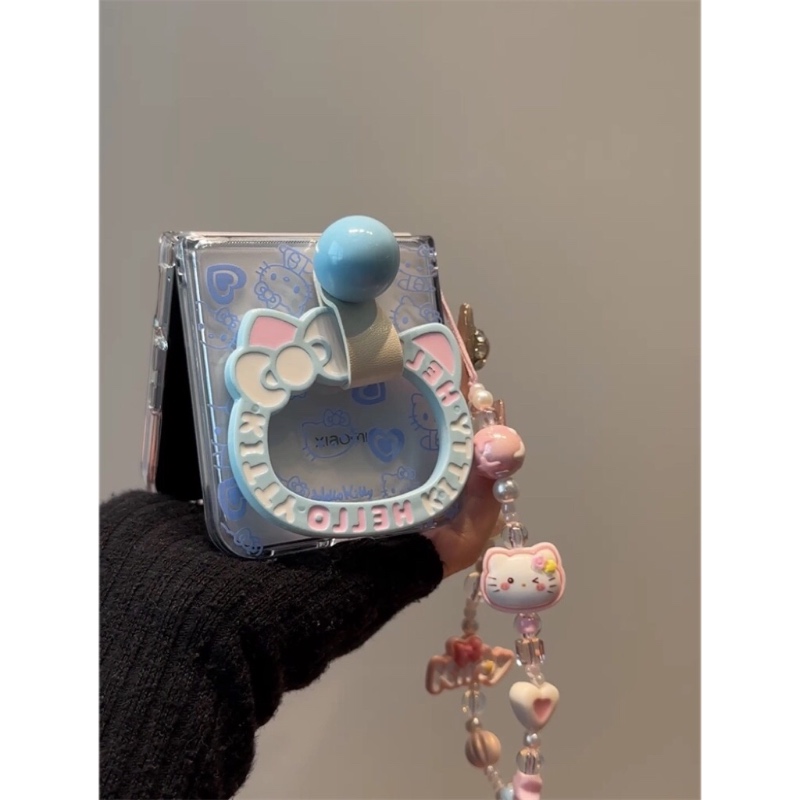 日韩kt猫指环扣吊坠适用华为pocket2折叠屏手机壳Pura X小米mixflip三星zflip6手链OPPOFindN3Flip荣耀vivo女