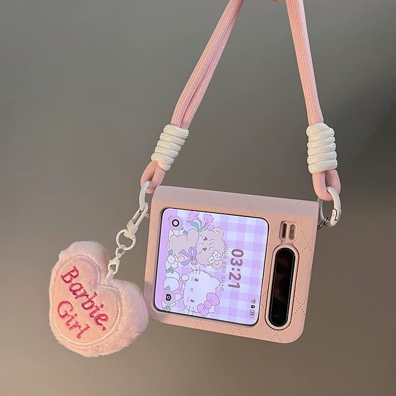 新款粉色菱格适用华为Pura X折叠屏手机壳pocket2小米mixflip2三星zflip7爱心挂件OPPO FindN3Flip荣耀vivo女,3C数码配件,手机保护套/壳,淘宝优惠券,粉丝福利购,淘宝优惠卷