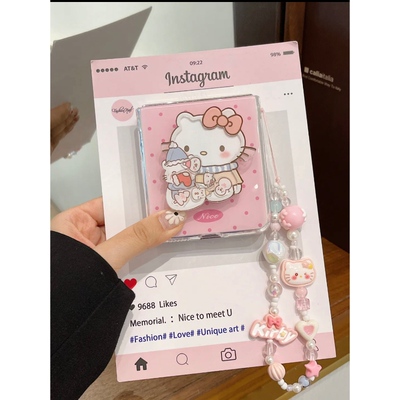 网红kt支架适用华为Pura X折叠屏手机壳pocket2小米mixflip个性三星zflip6手链OPPOFindN3Flip硬壳荣耀vivo女