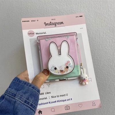 网红米菲兔支架适用华为Pura X折叠屏手机壳pocket2小米mixflip三星zflip6挂饰OPPOFindN3Flip全包荣耀vivo女