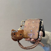 秋冬皮质小碎花适用华为pocket2折叠屏手机壳小米mixflip全包硬壳三星zflip6手链OPPO Find N3Flip挂件荣耀女