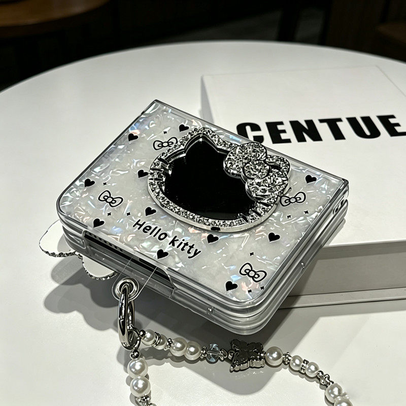 日韩闪钻蝴蝶结镜子适用华为Pura X折叠屏手机壳pocket2全包小米mixflip2三星zflip7OPPO FindN3Flip荣耀vivo