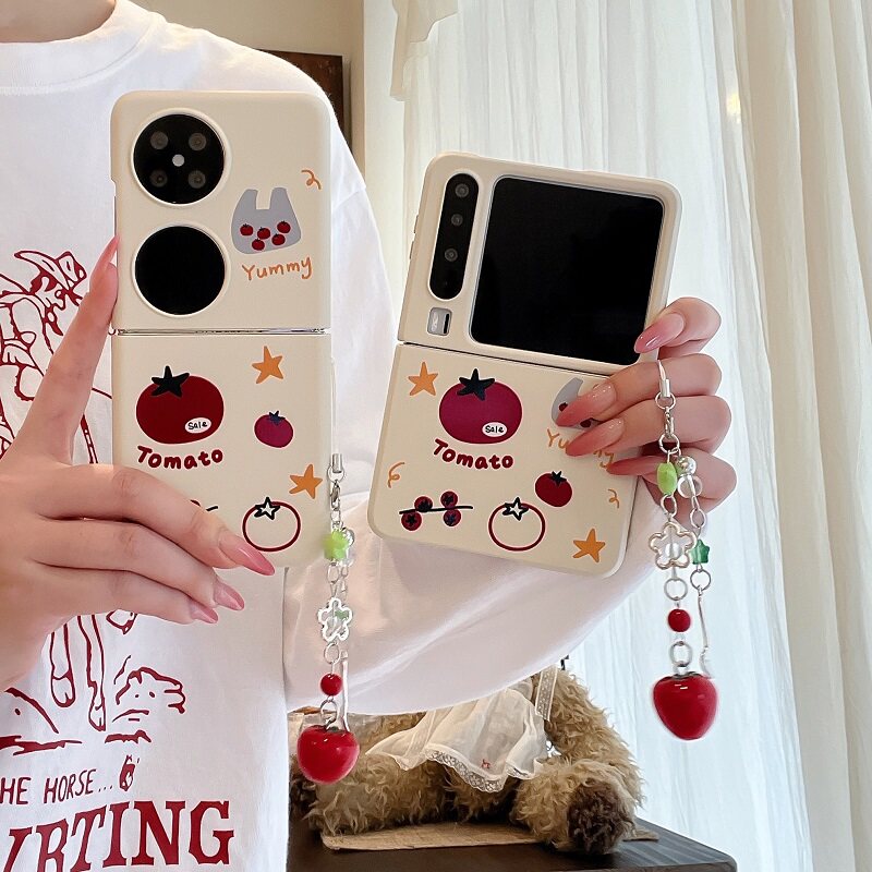新款趣味番茄袋子适用华为Pura X折叠屏手机壳pocket 2挂件小米mixflip2三星zflip7OPPOFindN3Flip硬壳荣耀女