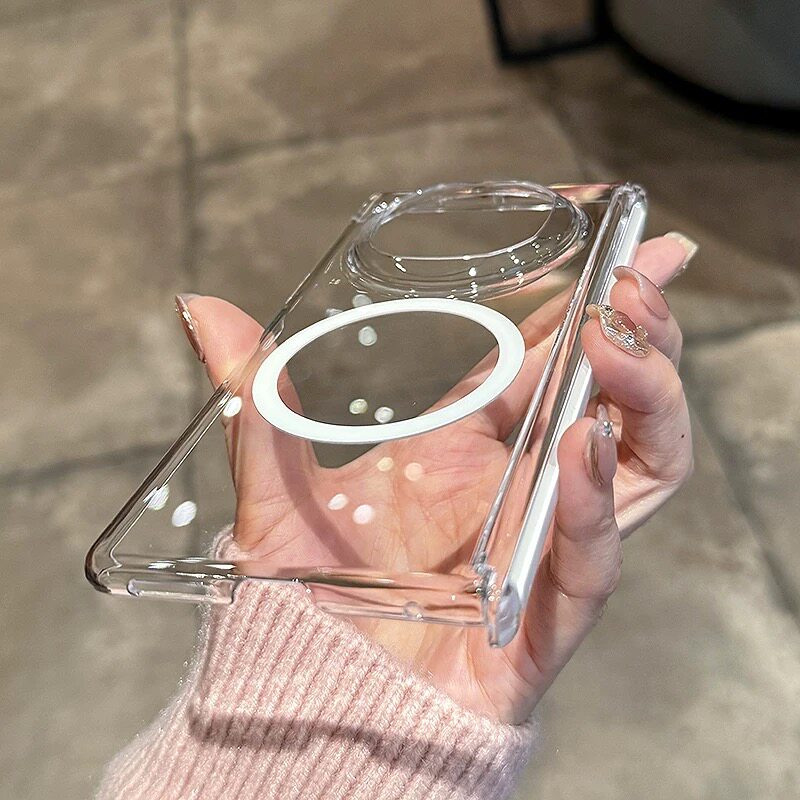 透明磁吸中轴适用华为Mate X7折叠屏手机壳三星Galaxyzfold7硬壳防摔OPPOFindN6个性vivo创意荣耀MagicV6简约
